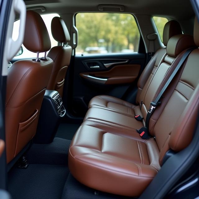 The same SUV interior, now immaculate with clean carpets and conditioned leather.